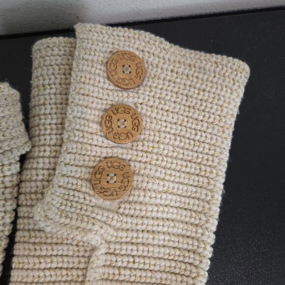 Ugg Australia Women’s Cardy Knit Tan Gold Sweater Boots Buttons Size 5 US 1876 - Picture 2 of 7